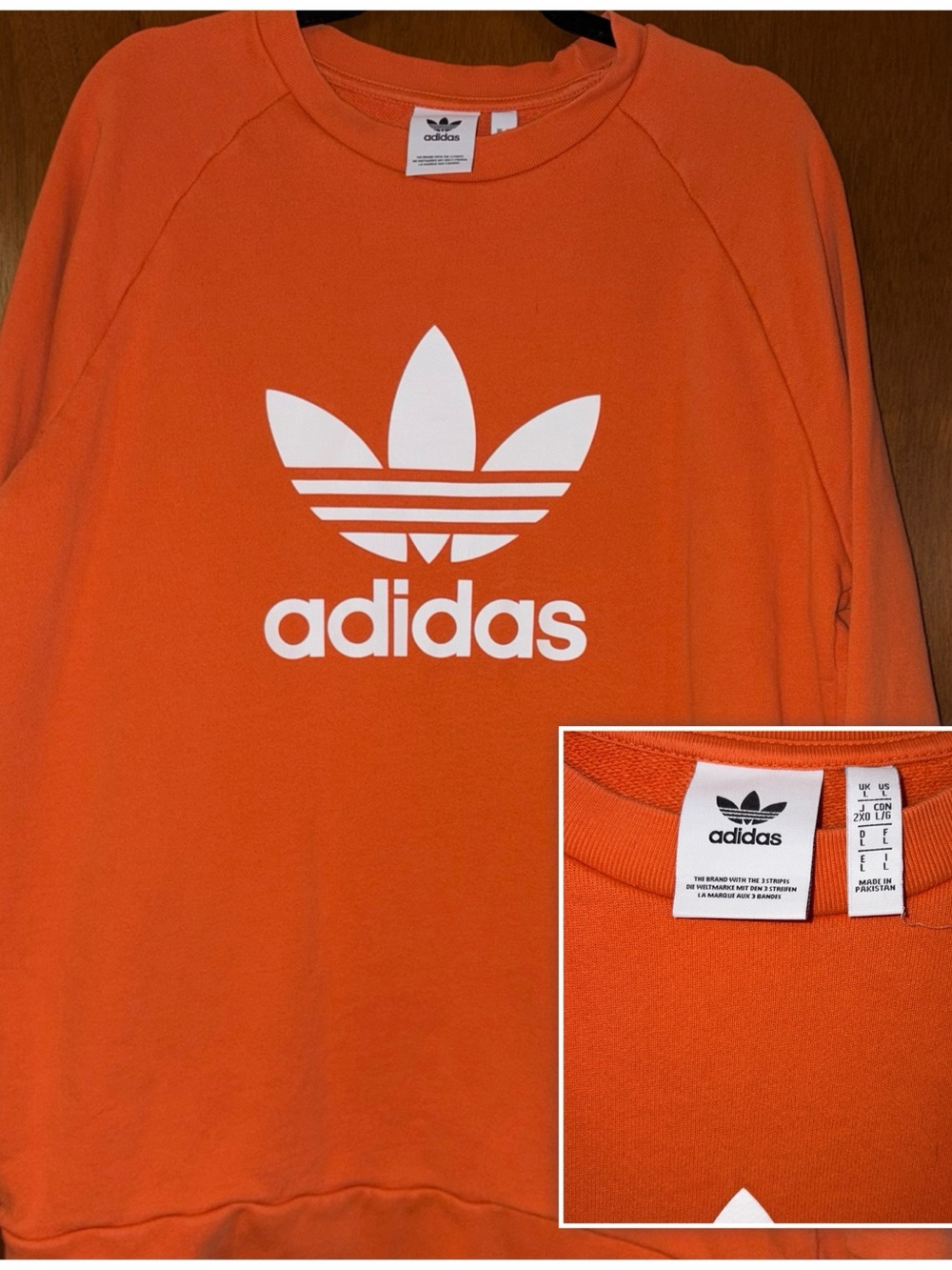 ADIDAS Orange Crewneck Sweatshirt